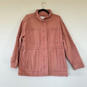 Old Navy Womens XL Clay Pink Cotton Canvas Utility Field Jacket Drawstring Waist